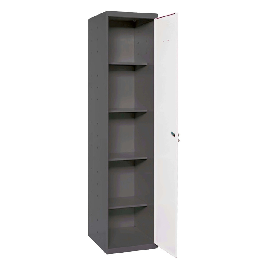 PROREGAL Putzmittelschrank AMEGO Metallschrank für den Haushalt mit 4 Fachböden und Schloss, Farbe: Weiß-Anthrazit, H x B x T: 180 x 40 x 40 cm - Bild 2