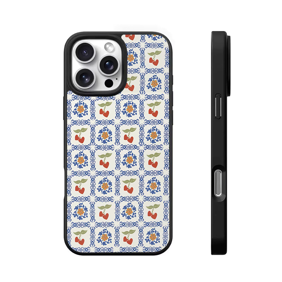 VNTK Cherry Puzzle Handyhülle für iPhone 16 15 14 13 12 11 Pro Max Plus in Multicolour mit Retro Muster und Anti-Drop Schutz - Bild 3