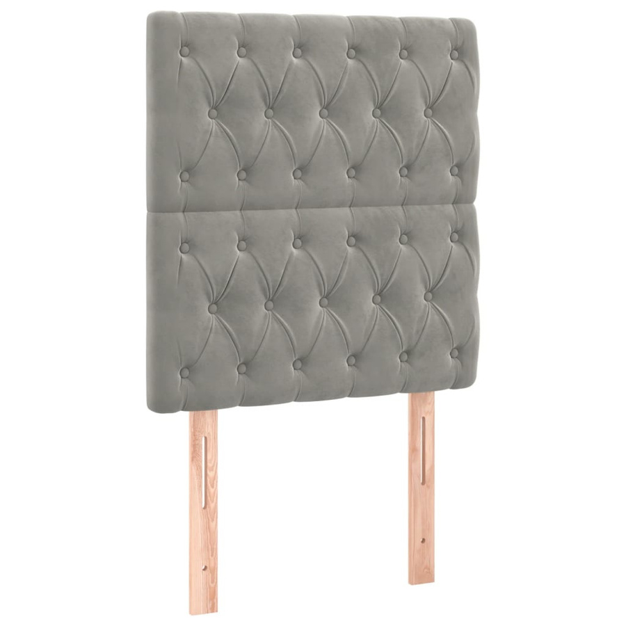 vidaXL Boxspringbett mit Matratze in Hellgrau aus Samt, B/T/H: 80 x 200 x 118 cm - Bild 3