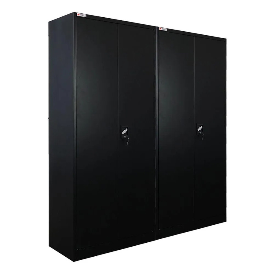 PROREGAL Elephant Flügeltürenschrank aus Stahl mit 2 Türen, Kleiderstange und 6 Fächern, abschließbar, Schwarz, H x B x T: 180 x 80 x 40 cm - Bild 2