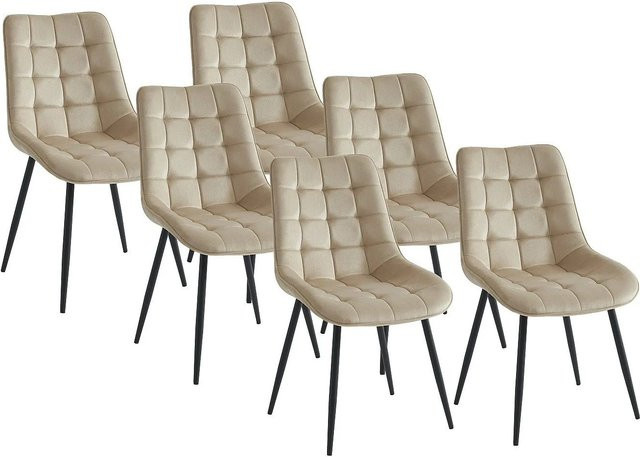 Vente-unique Stuhl Ollua in Beige aus Samt mit Metallgestell, Breite: 49,5 cm - Bild 1