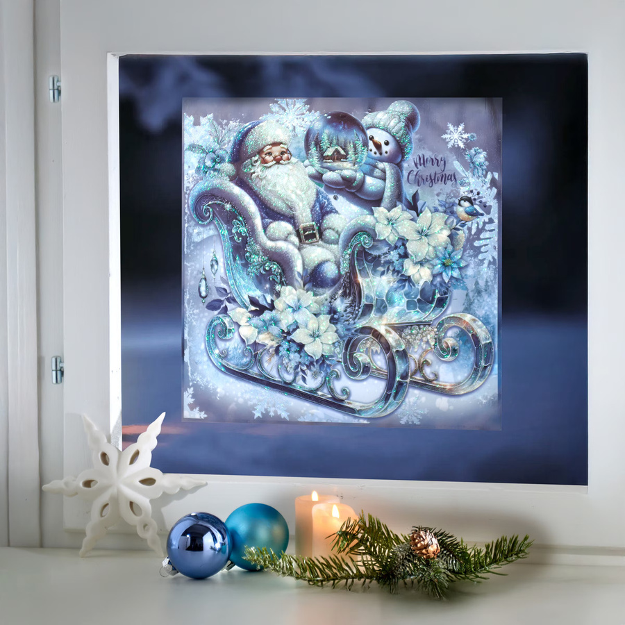 viva domo Fenster-Sticker Winter-Glitter mit Weihnachtsmann, Schneemann, Wichtel und Tannenbaum, 4 Stück, mehrfarbig - Bild 2