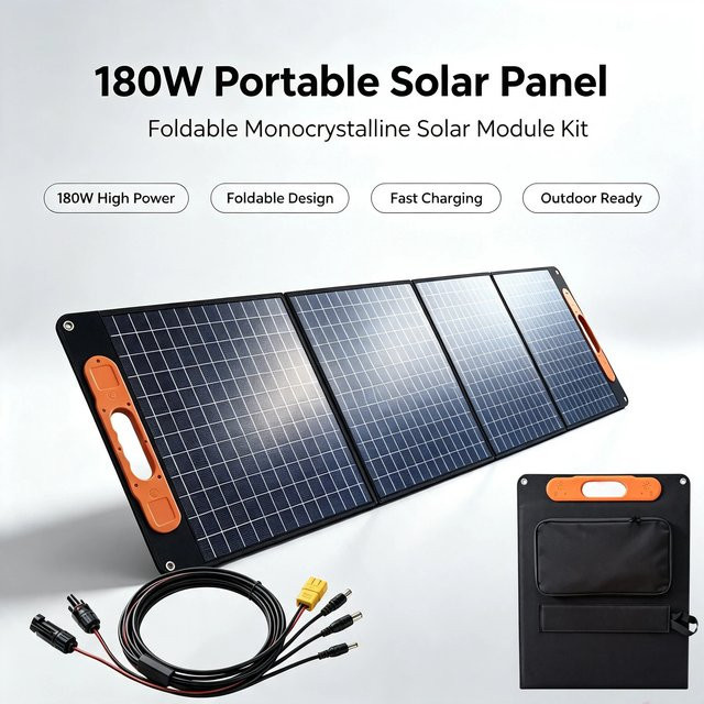 JINGYANGPV Tragbares faltbares Monokristallines Solarpanel 180W 18V mit 23,4% Effizienz, Wasserdichtes Solarladegerät-Set für Powerstation, Laptop, Wohnmobil und Camping - Bild 1