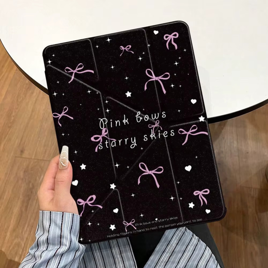Transparente Hülle mit niedlichem Muster für Apple iPad Pro, Air und Mini in den Farben Transparent, Schwarz und Pink - Bild 1