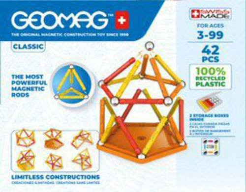 GEOMAG CLASSIC GREEN Line Magnetisches Konstruktionsspielzeug aus Recyclingkunststoff, 42 Teile, Grün - Bild 1