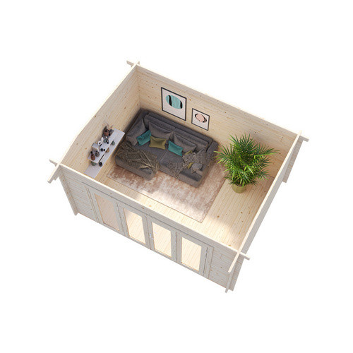 Palmako Blockbohlenhaus Ines Gartenhaus aus Fichtenholz in Braun mit Satteldach B/H/T: 390 x 249 x 300 cm - Bild 3