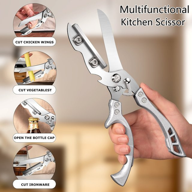 Multifunktionale Küchenschere All-in-One mit Schneidebrett von PLYS aus Edelstahl in Silber - Bild 1