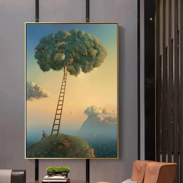 Potdemiel Abstrakte Landschaft Leinwandgemälde Surrealistisches Wandbild in Mehrfarbig - Bild 1