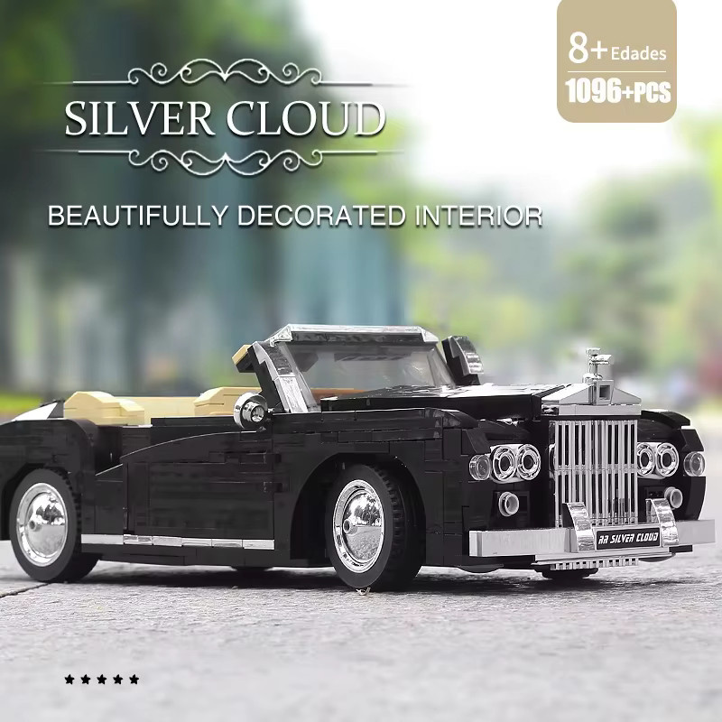 Mould King 10006 Technischer Auto-Baustein 1964 RR Silver Cloud Oldtimer Modellbaugruppe in Weiß und Schwarz - Bild 5