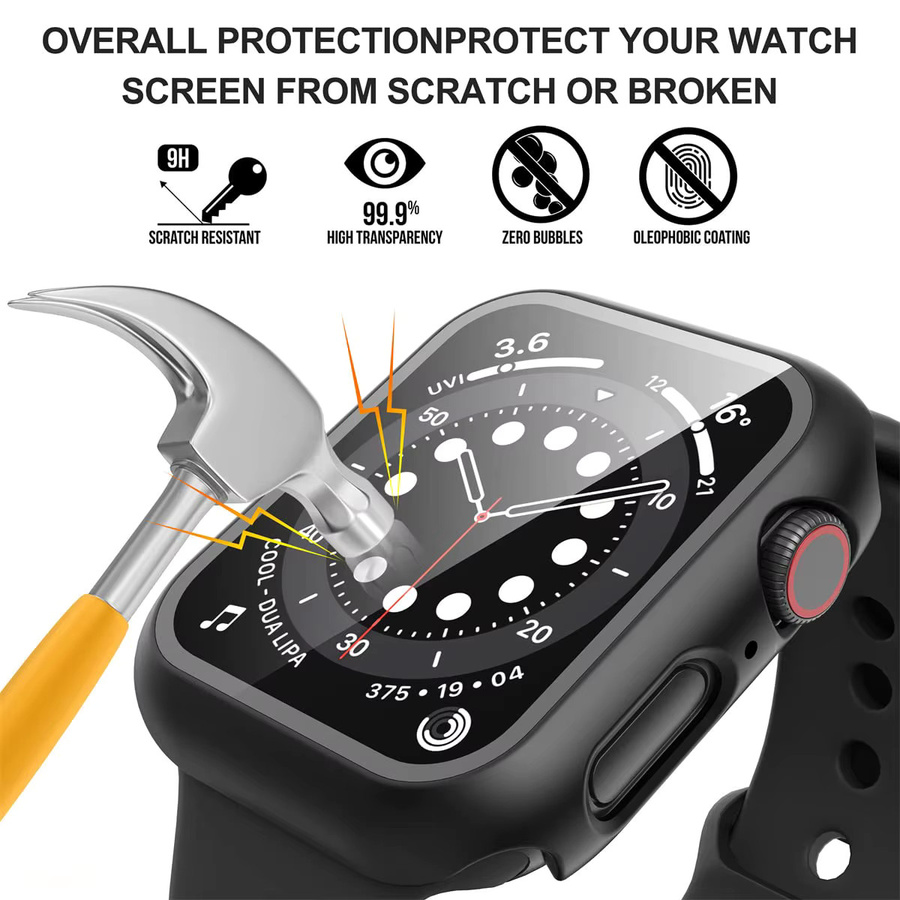Displayschutz aus gehärtetem Glas mit Abdeckung für Apple Watch in Blau, passend für Apple Watch Series 11 10 9 8 7 6 SE sowie 46 mm, 45 mm, 44 mm, 42 mm, 41 mm und 40 mm - Bild 2