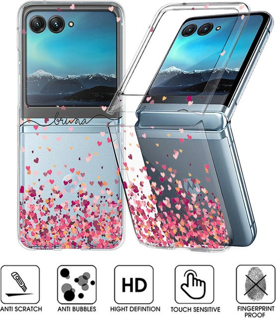 Transparente Motorola Razr 40 50 Ultra Handyhülle mit romantischem Herz-Design, stoßfeste PC-Schutzhülle in Transparent - Bild 1