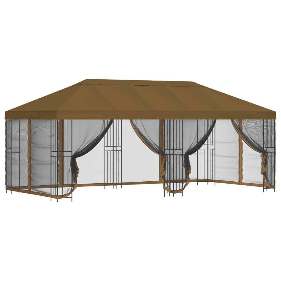 vidaXL Pavillon mit Seitenwänden aus Polyester und Stahl in Taupe, B/T: 6 x 3 m - Bild 2