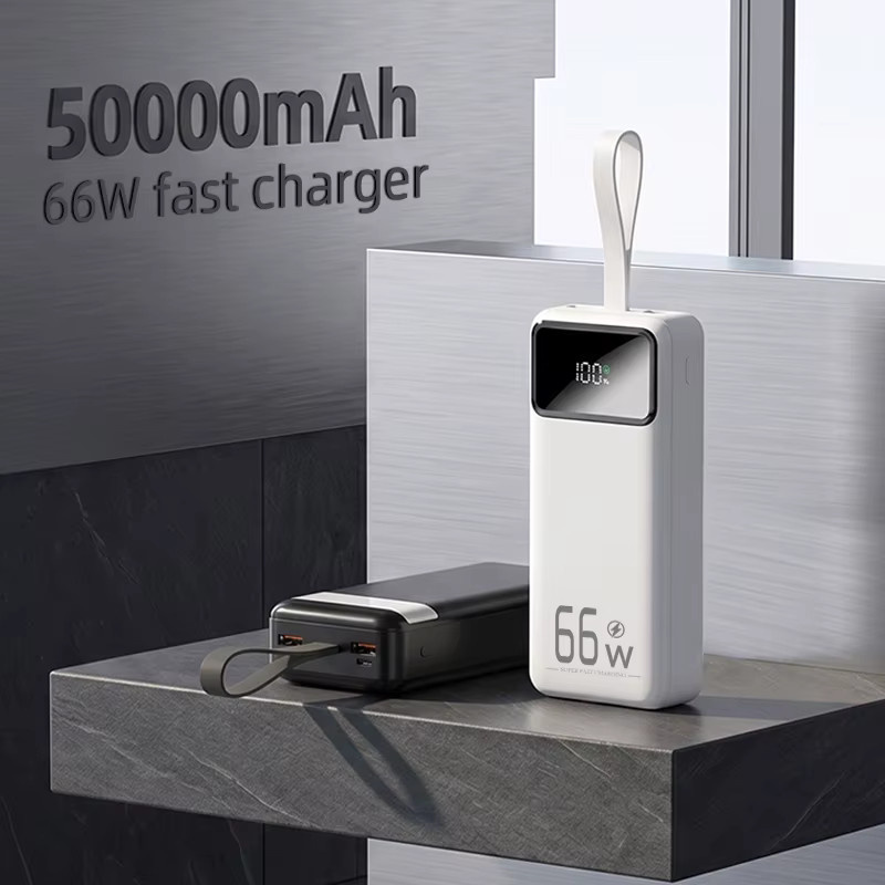 Cohana Hochleistungs-Powerbank 50000mAh mit 66W Schnellladung, Multi-Port-Ladegerät für iOS und Android in Weiß mit LED-Taschenlampe - Bild 5