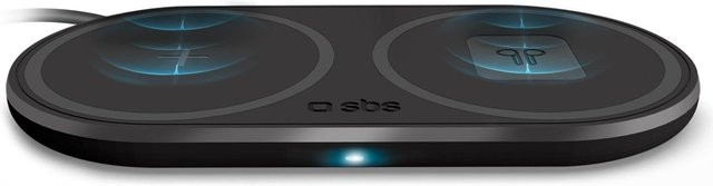SBS Wireless Ladestation Qi-Ladegerät mit 10W+10W und USB-C Anschluss, Schwarz - Bild 1