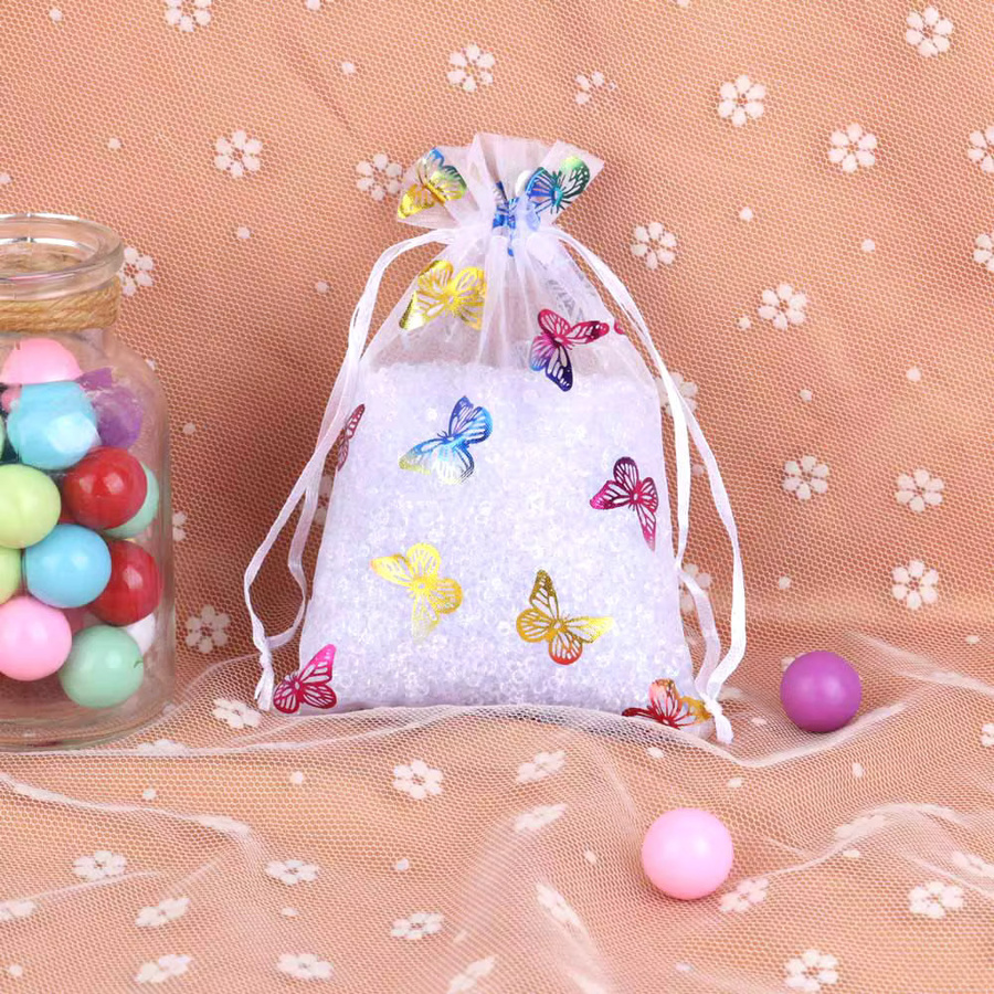 25 Stück Chanfar Organza-Geschenktüten mit Schmetterlings-Design in Multicolour für Schmuck und Süßigkeiten, B/H: 9 x 12 cm, 10 x 15 cm und 13 x 18 cm - Bild 2