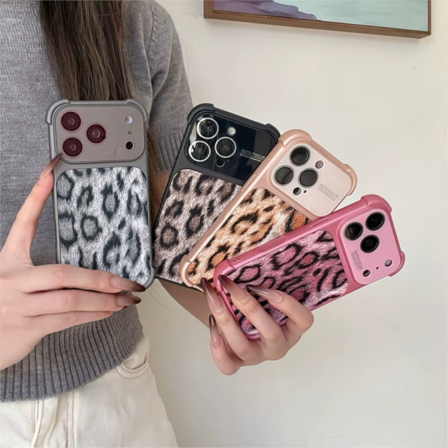 Stoßfeste iPhone Hülle mit Leopardenmuster und Fensterschutz in Schwarz und Multicolour für iPhone 17, 16, 15, 14, 13 Pro Max Plus aus TPU - Bild 3