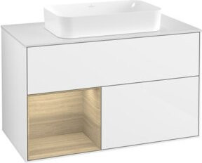 V&B Waschtischunterschrank Finion Wandbeleuchtung in Weiß lackiert, Breite: 100 cm, Tiefe: 60,3 cm - Bild 1