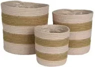Decoris Blumentopf rund in Beige und Braun mit Streifenmuster für den Tisch - Bild 1