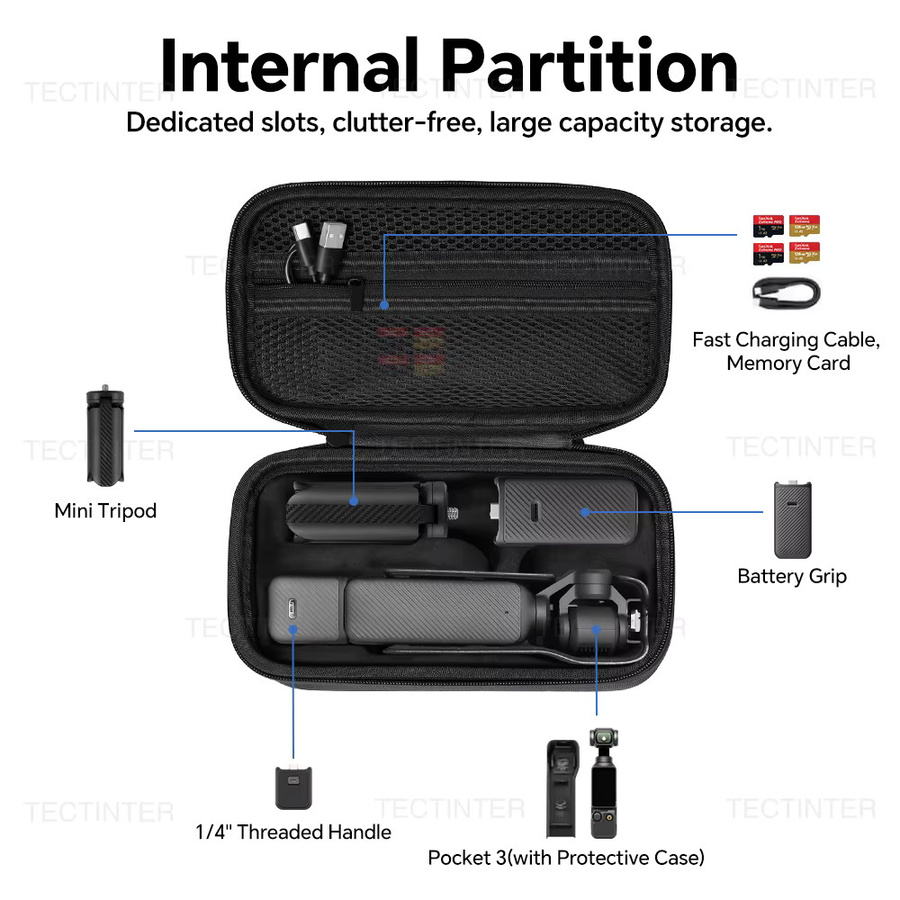 DJI Osmo Pocket 3/4 Tragbare Hartschalen-Schutzhülle mit Handschlaufe, Schwarz - Bild 6
