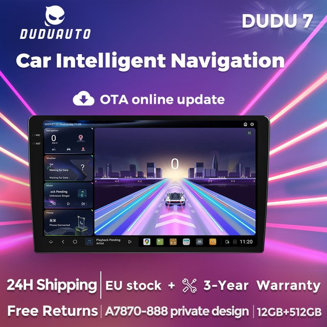 DUDUAUTO DUDU 7 A7870 AKM7739 Kabelloses Android 13 Autoradio mit Carplay, 8GB RAM, 128GB Speicher, 10,36 Zoll, Schwarz, Universal für Toyota Honda Kia Renault Peugeot Hyundai BMW Benz Audi Fiat Ford VW Skoda SEAT - Bild 1