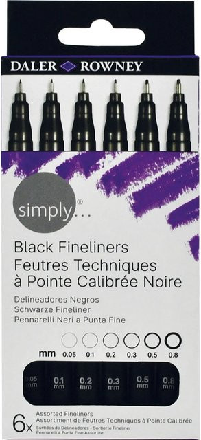 Daler-Rowney Fineliner-Set Simply mit 6 farbigen Tintenfinelinern - Bild 1