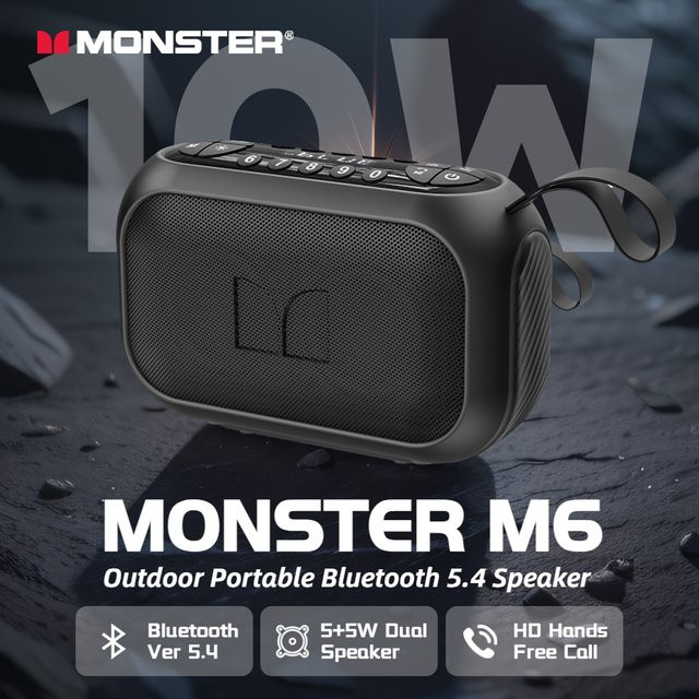Monster M6 Outdoor-Bluetooth-Lautsprecher in Schwarz mit FM, TF, USB und AUX-Unterstützung - Bild 1
