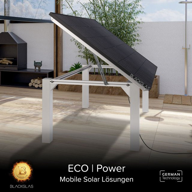 SolarTisch ECOpower 445Wp mit schwarzer Glasoberfläche, 7-stufig verstellbar, Tischbeine 80 x 80 mm - Bild 1