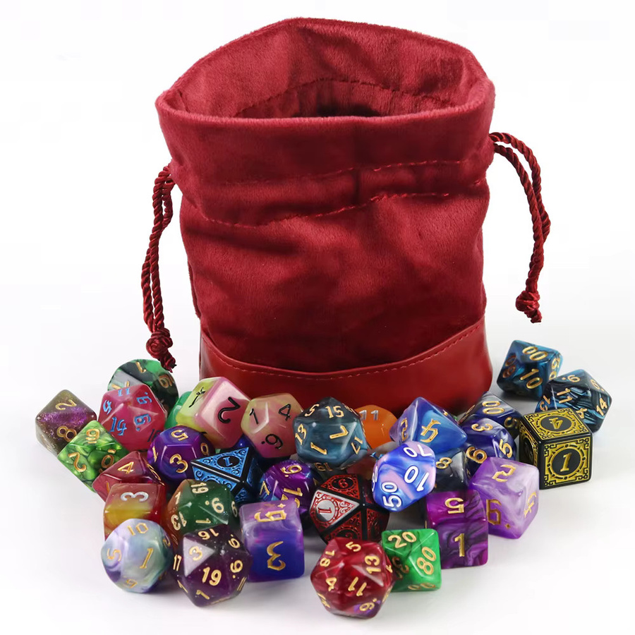 Dormia Würfeltasche, Rote Würfeltasche mit PU-Leder + Samt-Spleißdesign, Beutel mit Kordelzug - Bild 4