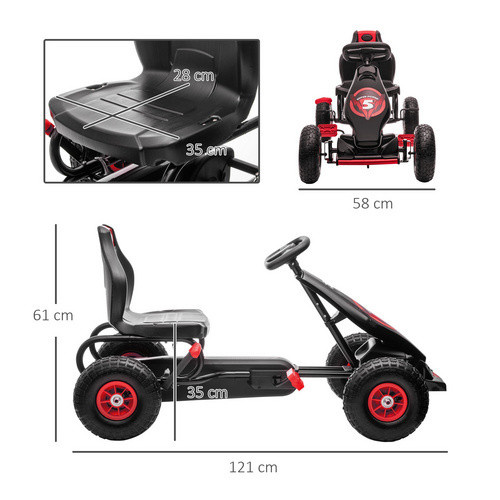 HOMCOM Gokart Kinderfahrzeug mit verstellbarem Sitz und Gummireifen - Bild 5