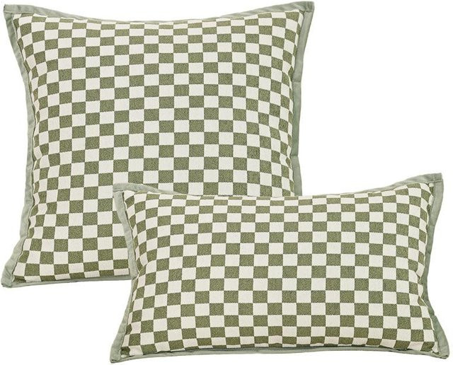 JMG Clothing Kissenbezug aus Chenille-Jacquard-Samt in Grün mit floralem Muster, B/T: 45 x 45 cm - Bild 1