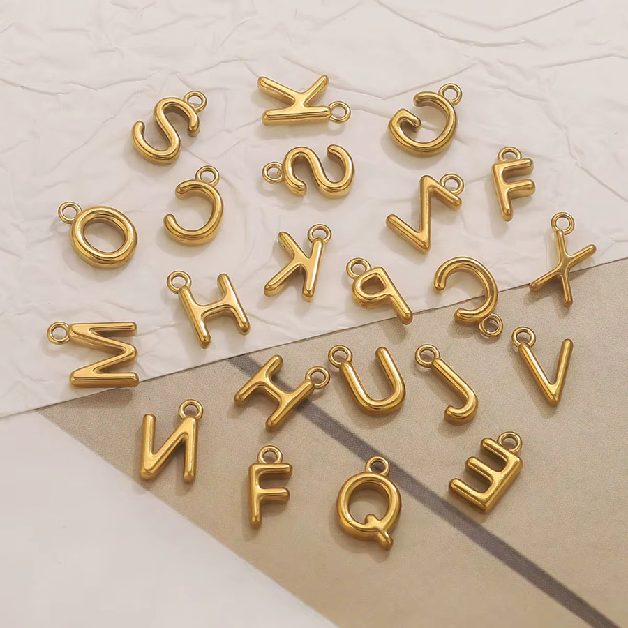 baizzx Buchstaben Charms, Edelstahl, Gold, Unisex - Bild 2