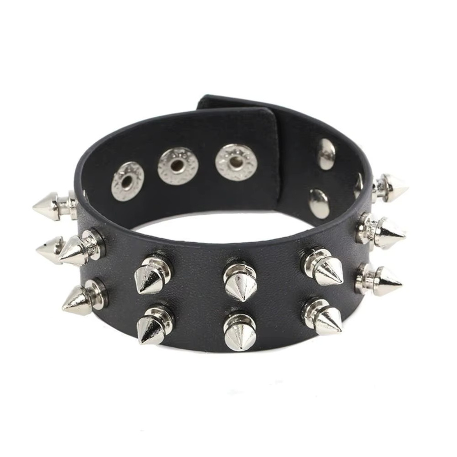 Armbandband Spike Gothic Nieten, Pu-Leder, Schwarz - Bild 1