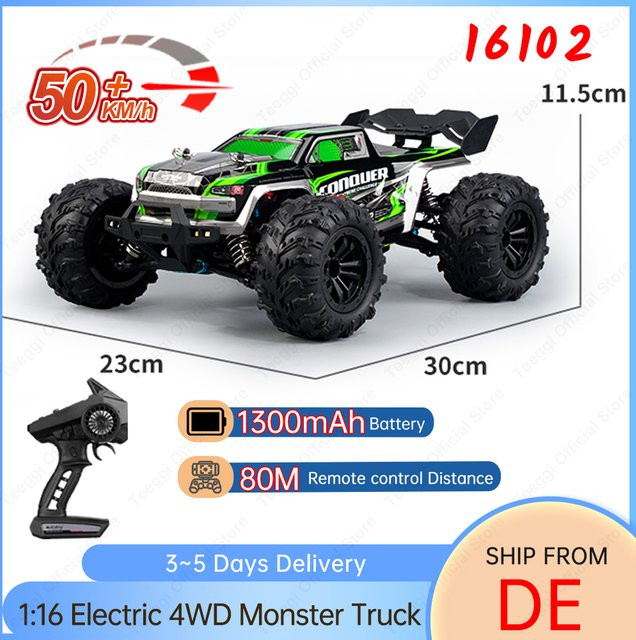 Teeggi Hochgeschwindigkeits-RC-Driftauto, 1:16, mit LED-Lichtern - Bild 1
