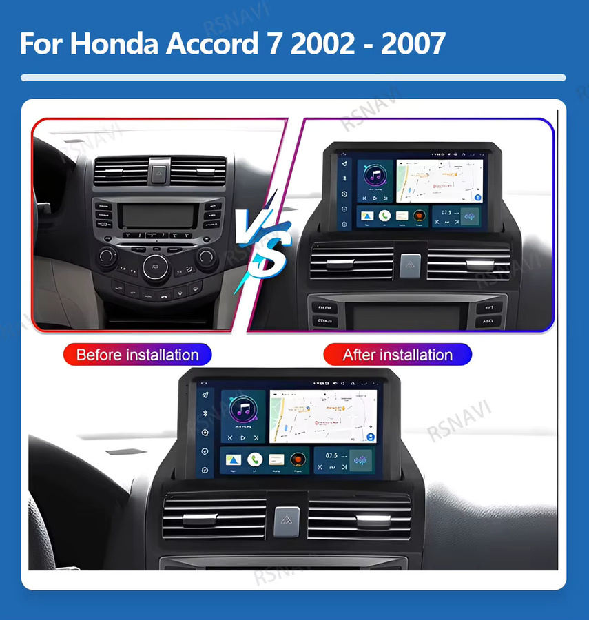 RSNAVI Android 16 Autoradio für Honda Accord 7 (2002-2007) mit Carplay, Multimedia-Videoplayer, Navigation GPS, Stereo 2Din, DVD, WIFI und 4G in Schwarz - Bild 2