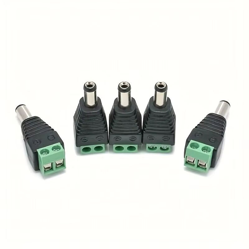 5 Stück DC-Stecker-Buchse-Klemmen in Schwarz, 12 V Stromanschluss mit 2,1 mm x 5,5 mm für CCTV-Kameras und LED-Streifen (5050, 3528) - Bild 3
