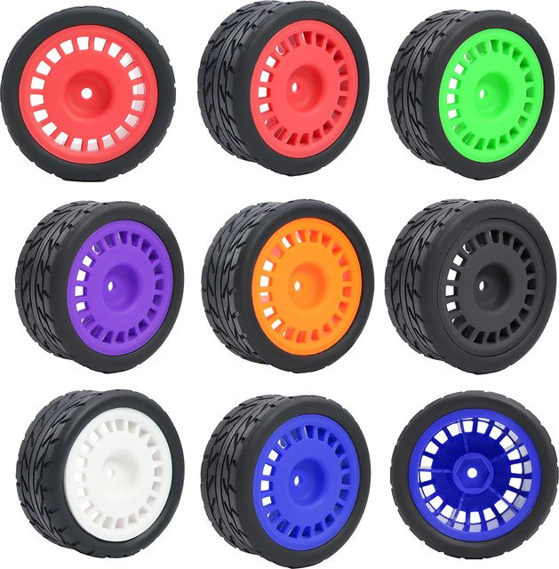 Reifen Räder, 12 mm Sechskant, 65 x 28 mm, Orange, Gummi - Bild 1