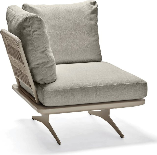 Stern Eckelement Enya Lounge Aluminium in Greige mit Kordel-Rückenteil und Polyacryl-Kissen in Macchiato - Bild 1