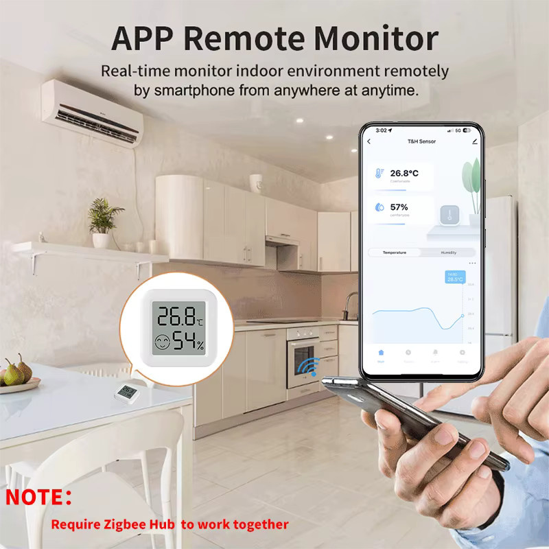 Tuya Zigbee Thermometer Hygrometer Temperatur-Feuchtigkeitssensor in Weiß für Smart Home mit Alexa und SmartLife Unterstützung (Zigbee Hub erforderlich) - Bild 2