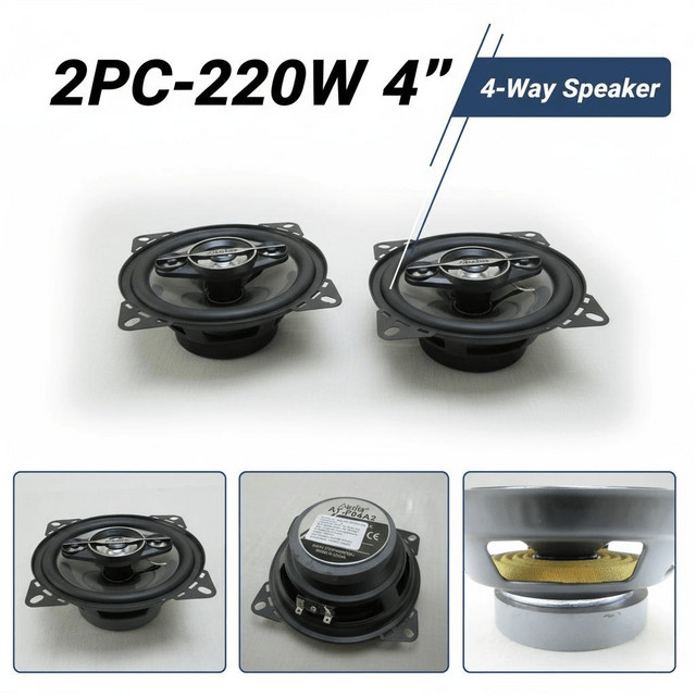AiteFeir 4-Zoll Koaxiallautsprecher Super Heavy Subwoofer mit Hochtöner und Staubschutzgitter, 4-Wege-Mehrkanal, Schwarz - Bild 1