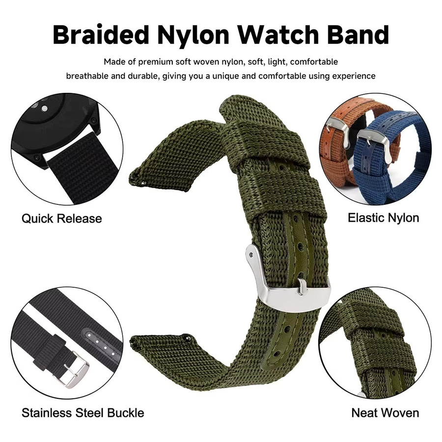 OAKCHARM Uhrenarmband Nylon Canvas, Green, Unisex - Bild 2