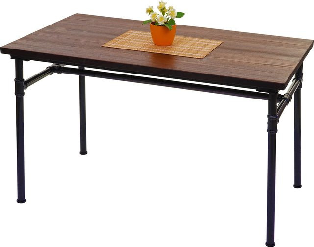 MCW Esstisch H10b im Industrie-Design aus Ulmenholz und Metall, schwarz-braun, B/T/H: 120 x 70 x 75 cm - Bild 1