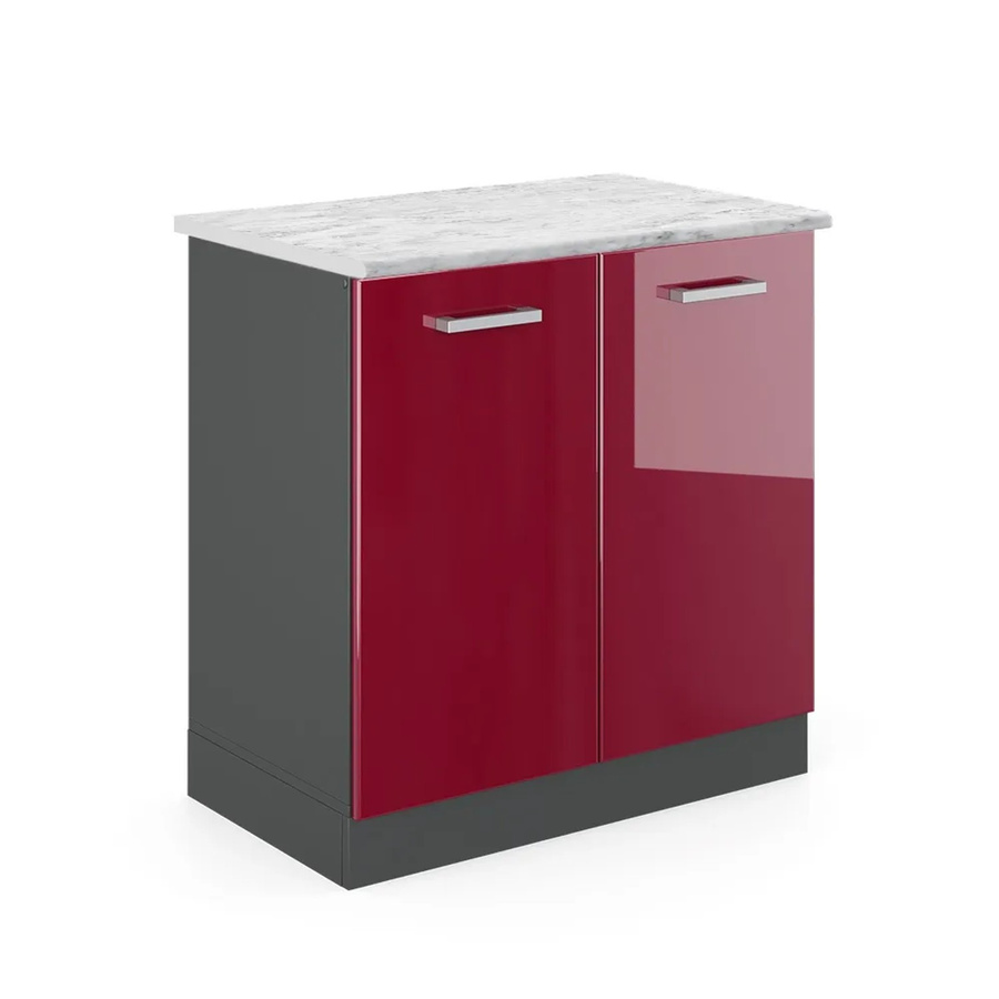 Vicco Spülenunterschrank R-Line Bordeaux Hochglanz Anthrazit B: 80 cm, H: 81,6 cm, T: 46 cm - Bild 2
