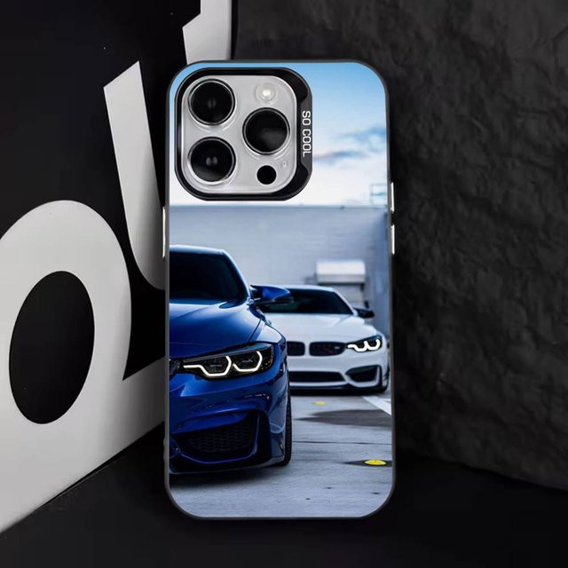 B-BMW Handyhülle für Apple iPhone in Schwarz Matt mit Anti-Fall Schutz, kompatibel mit iPhone 16, 15, 14, 13, 12, 11, XS, SE und Pro Max/Plus/Mini Modellen, Schwarz Weiß - Bild 1
