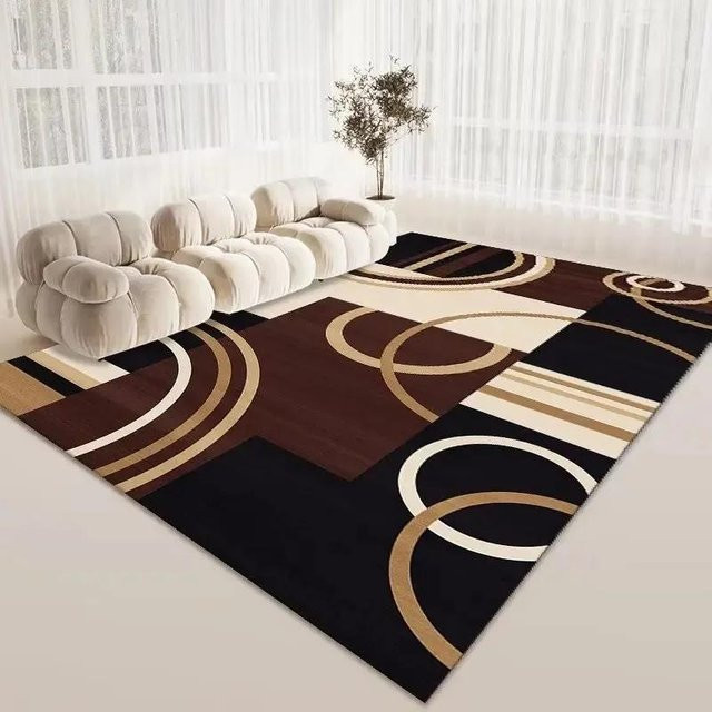 Karpetti Druckteppich Modern Geometrisch in Braun und Multicolour, Rutschfest und Waschbar, B/T: 80 x 50 cm - Bild 1