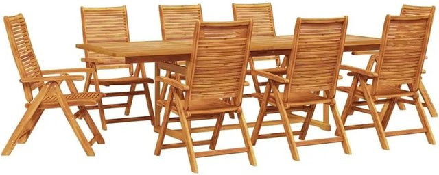 vidaXL Garten Essgruppe aus Massivholz Akazie, 9-teilig, Braun - Bild 1