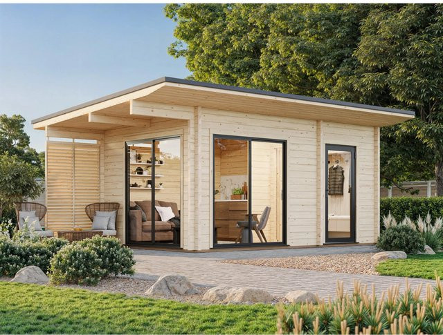 Palmako Gartenhaus Cecilia aus Fichtenholz in Braun mit Pultdach und Fußboden B/T/H: 645 x 459 x 279 cm - Bild 1