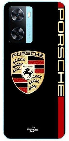 Handyhülle für Oppo A57s 4G mit PORSCHE Logo in Schwarz, Rot und Gold - Bild 1
