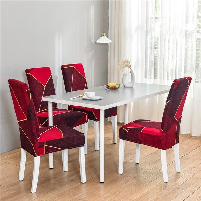 Housmife Stretch-Stuhlhussen für Esszimmer und Büro, elastische Universalgröße aus Polyester und Elasthan, Farbe: Rot, 6 Stück - Bild 1