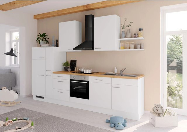 Impuls Küchen Küchenzeile IBZ4330N5 in Weiß mit Vintage Eiche-Nachbildung, Breite: 330 cm - Bild 1
