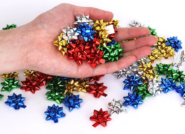 100 Stück bunte Mini-Stern-Blumendekorationen zum Selbermachen, selbstklebend, Durchmesser: 2,5 cm - Bild 1